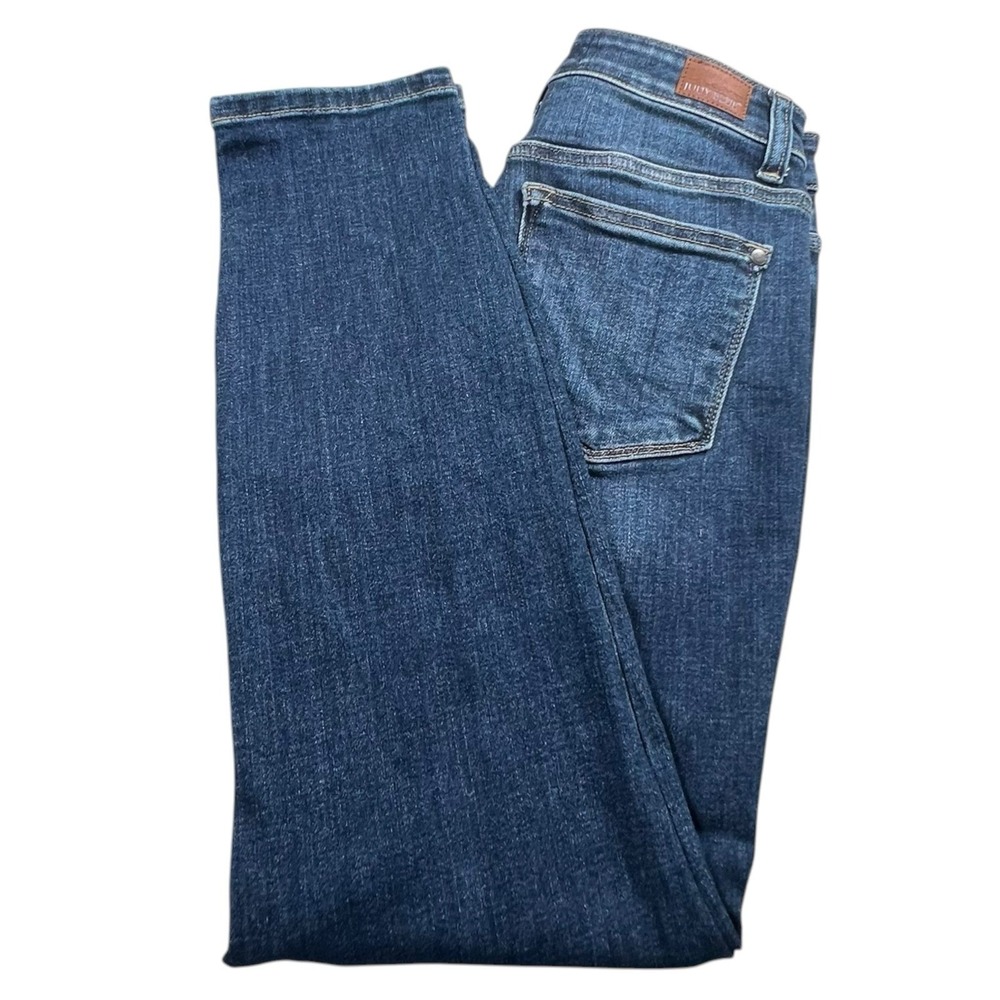 Judy Blue Womens 1/25 Cropped Slim Dark Wash Mid Rise Stretch Denim Jeans